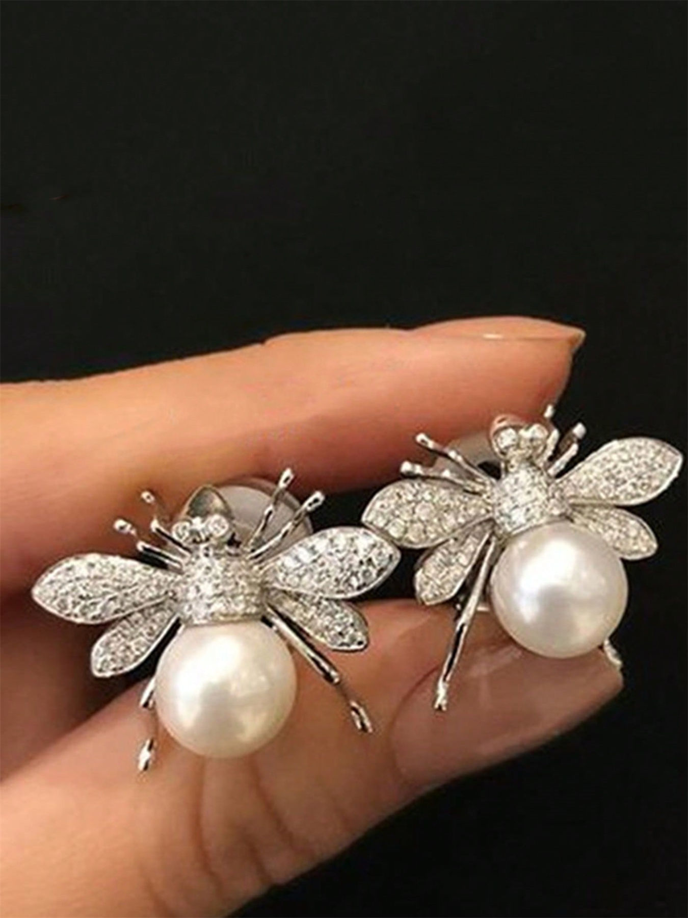 Cubic Zirconia And Faux Pearl Stud Earrings For Women Jewelry Gift_voghion.com