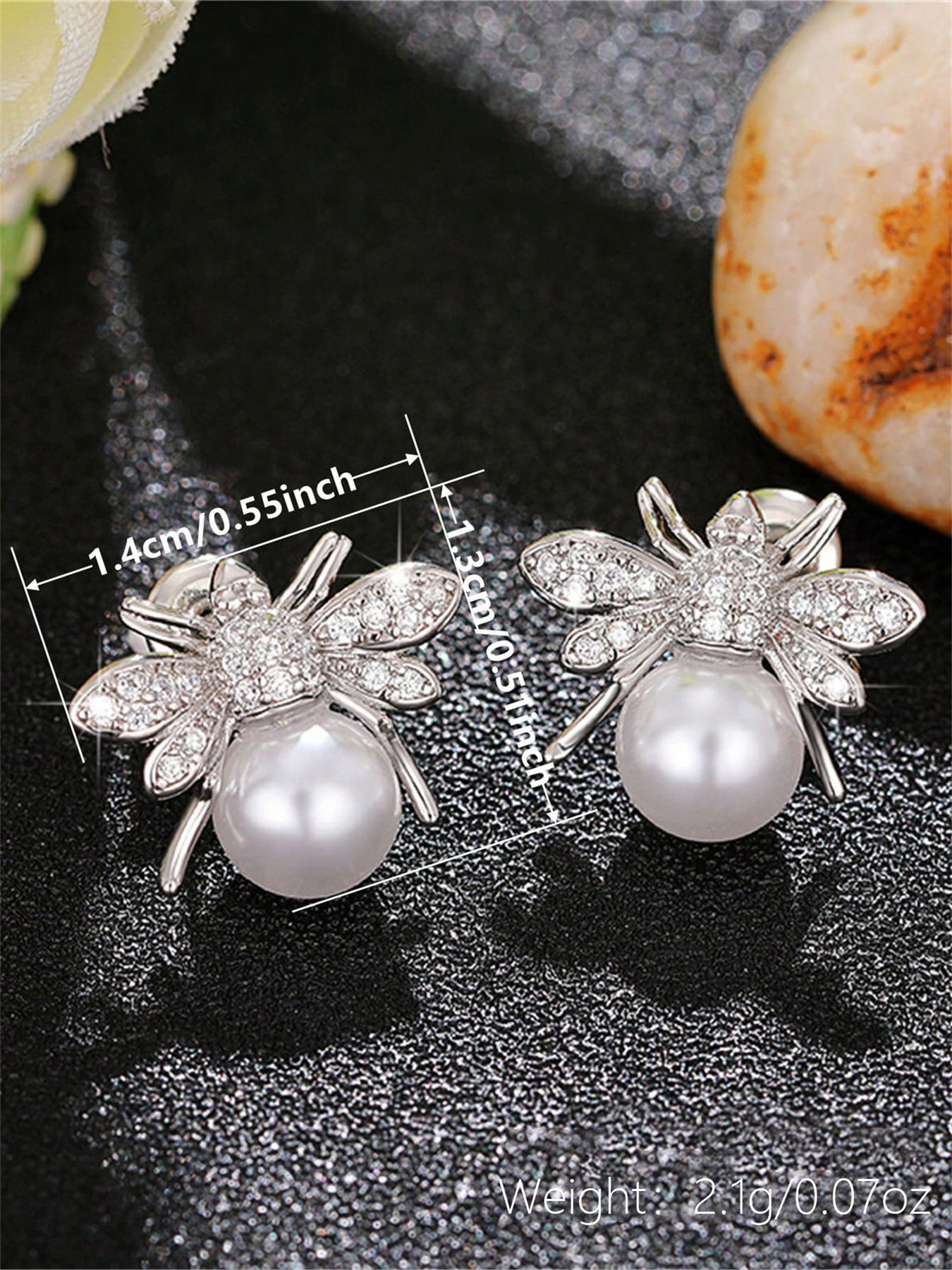 Cubic Zirconia And Faux Pearl Stud Earrings For Women Jewelry Gift_voghion.com