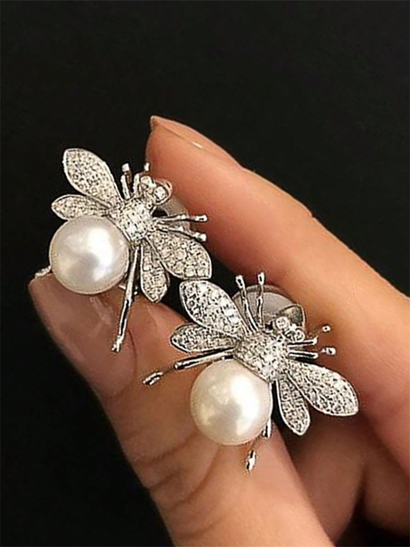 Cubic Zirconia And Faux Pearl Stud Earrings For Women Jewelry Gift_voghion.com