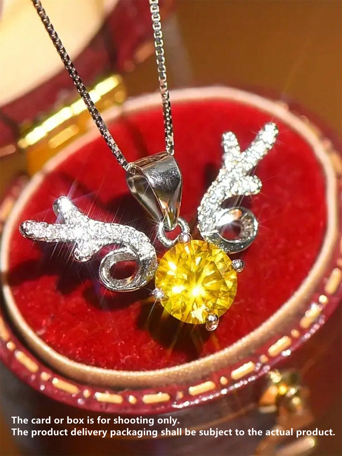 Colar com pingente de alce em zircónia presente de natal mulher_voghion.com