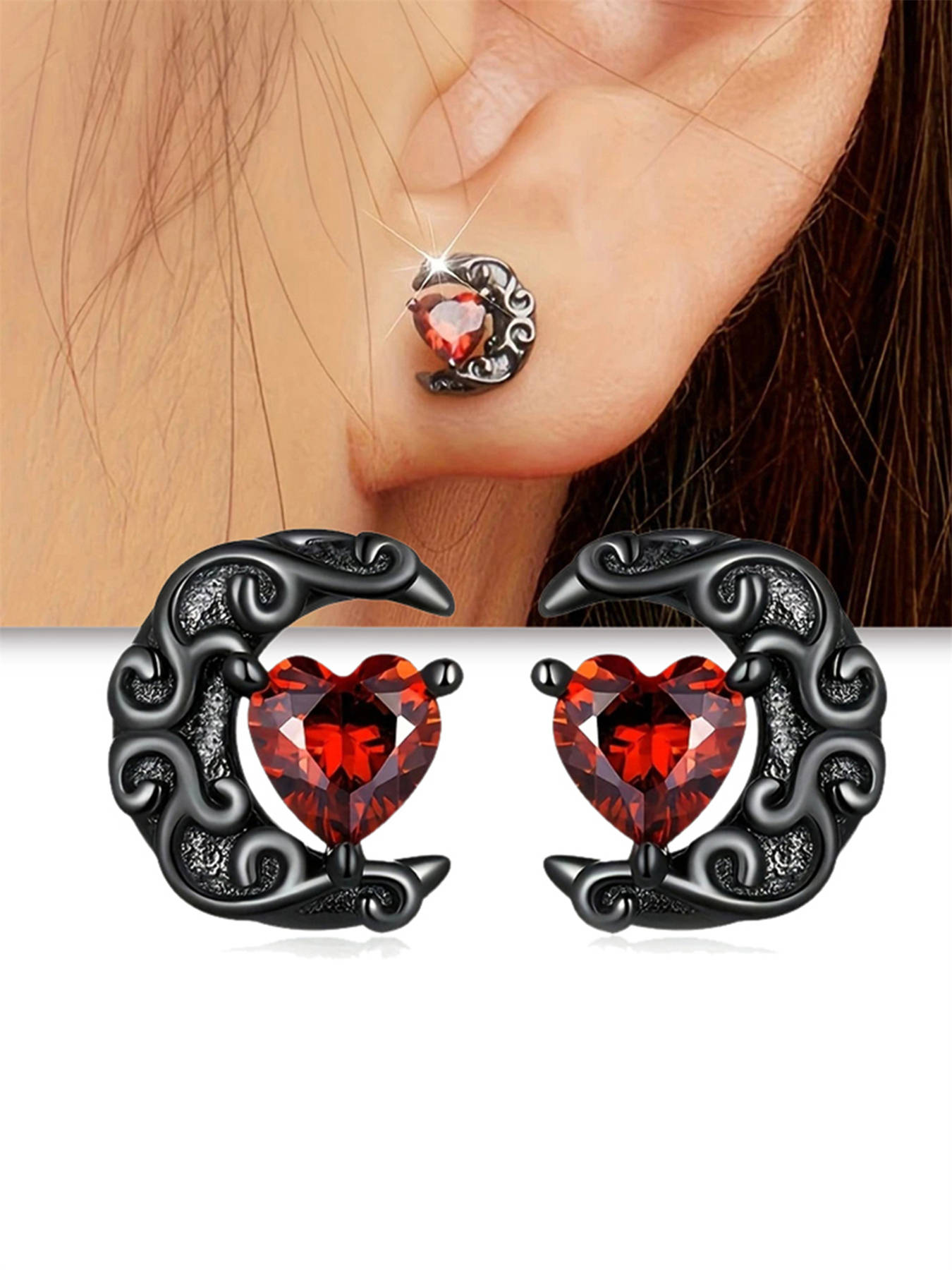 Romantic Cubic Zirconia Heart Stud Earrings For Women Wedding Gift_voghion.com