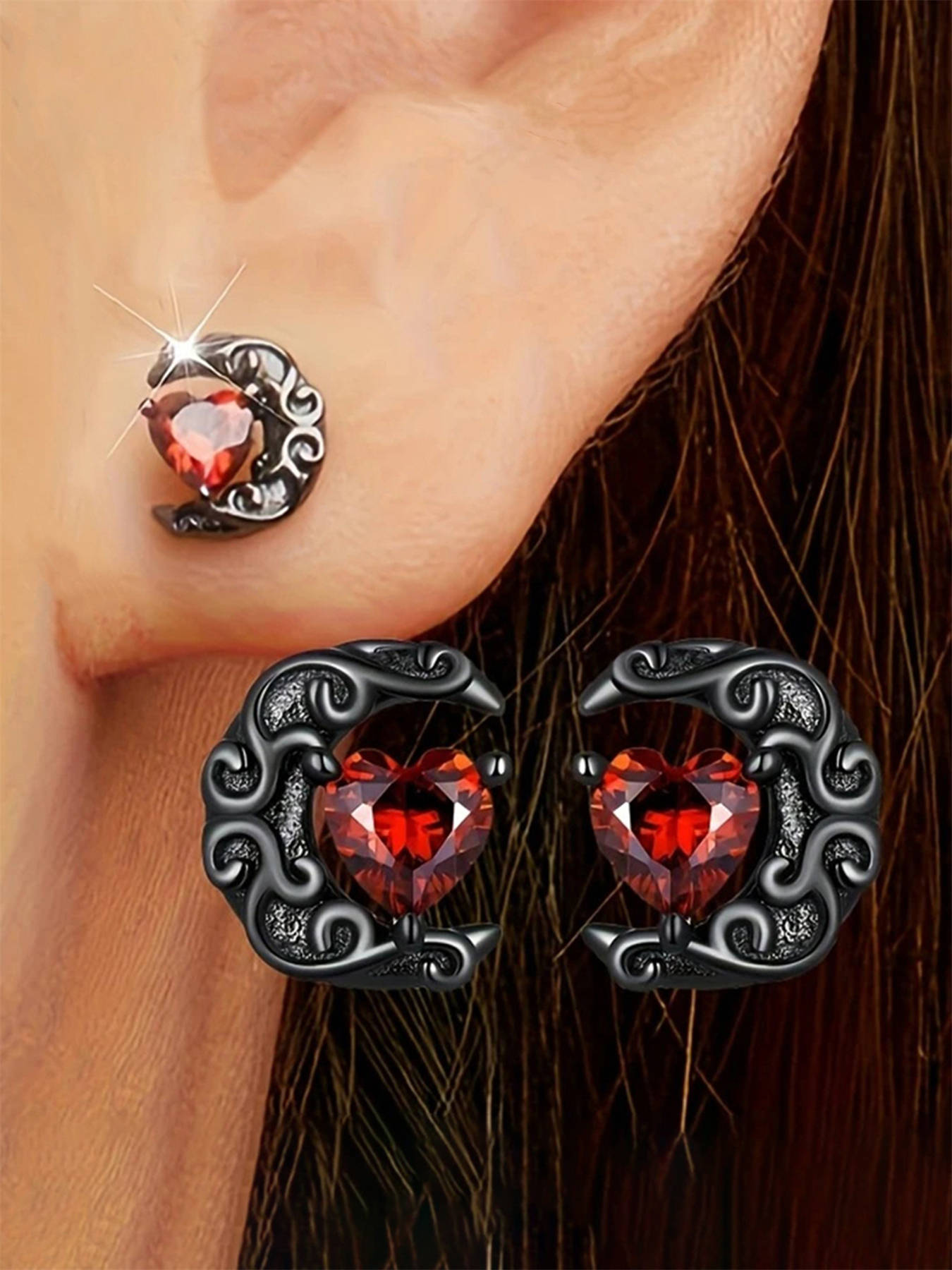 Romantic Cubic Zirconia Heart Stud Earrings For Women Wedding Gift_voghion.com